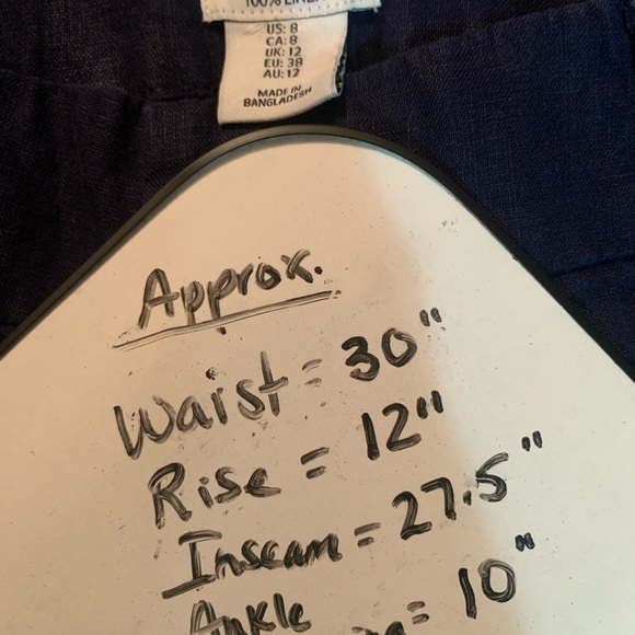 Nicole Miller 100% Linen Pants Womens 8 Navy Blue Wide Leg Patch Pocket - Picture 4 of 4